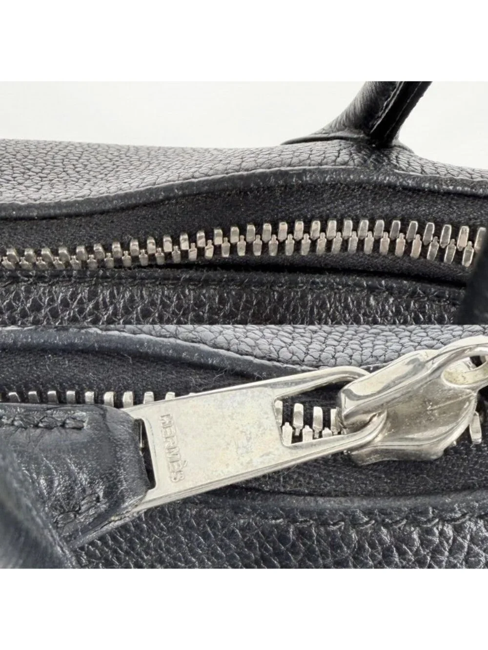 Hermes Handbag Bolide 31 Leather Black Silver